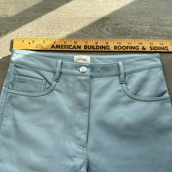 Artizia Wilfred Melina Pant High Waisted Vegan Leather Pants Light Blue 4 - Picture 12 of 16